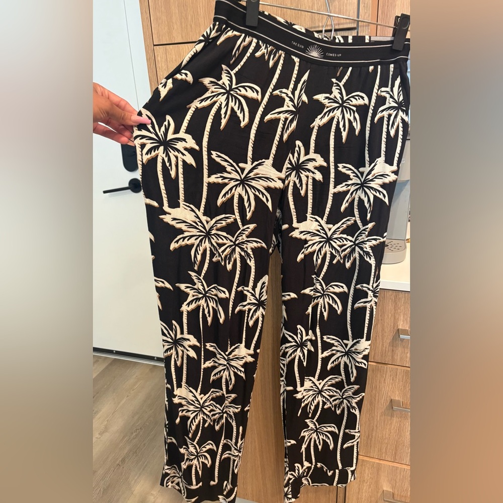 Scotch & Soda Black and White Palm Tree Print Pants